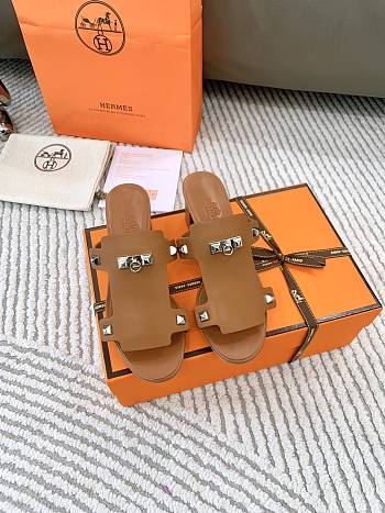 Hermes Invincible Brown Leather Sandals