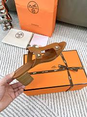 Hermes Invincible Brown Leather Sandals - 4