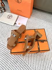 Hermes Invincible Brown Leather Sandals - 2