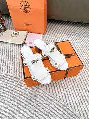 Hermes Invincible White Leather Sandals - 1