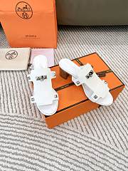 Hermes Invincible White Leather Sandals - 3