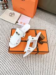 Hermes Invincible White Leather Sandals - 4