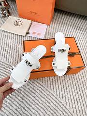 Hermes Invincible White Leather Sandals - 5