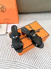 Hermes Invincible Black Leather Sandals - 5