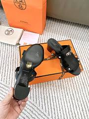 Hermes Invincible Black Leather Sandals - 4