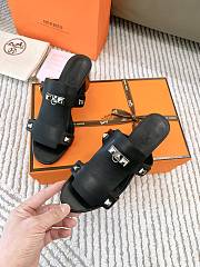 Hermes Invincible Black Leather Sandals - 3