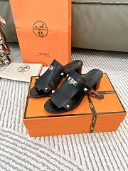 Hermes Invincible Black Leather Sandals - 2