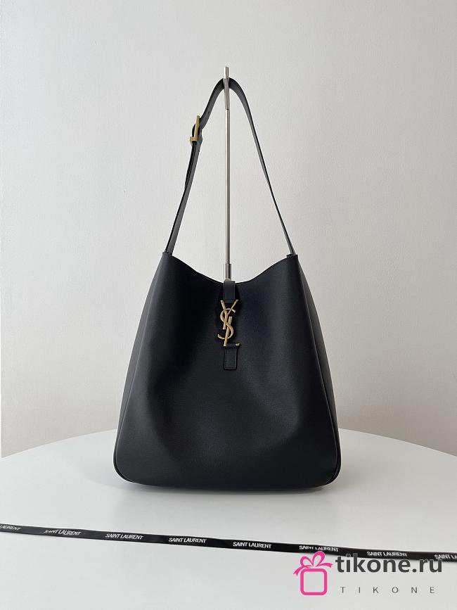 YSL Le 5 À 7 Shiny Black Leather Hobo Bag - 30x31x13cm - 1