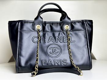 Chanel Calfskin Medium Deauville Tote Black 33cm