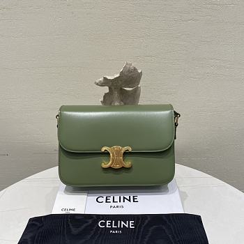 Celine Triomphe Medium Green Shoulder Bag - 22.5×16.5×7.5cm