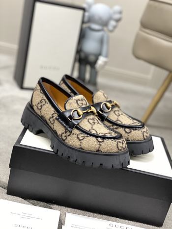 Gucci Horsebit Platform Loafers Beige Ebony