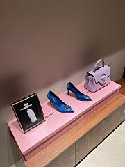 Louis Vuitton Blue Silk & Diamond Buckle Pumps Heeled Sandals - 3