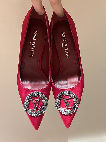 Louis Vuitton Pink Silk & Diamond Buckle Pumps Heeled Sandals