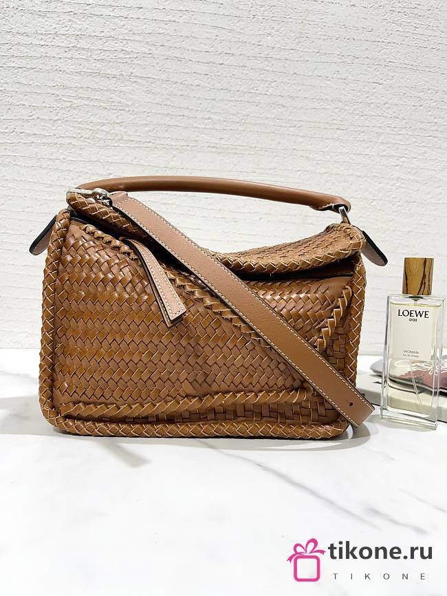 Loewe Puzzle Woven Small Bag Tan -  24x16.5x10cm - 1