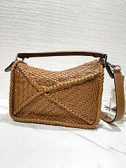 Loewe Puzzle Woven Small Bag Tan -  24x16.5x10cm - 2