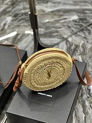 YSL Round Bag In Natural Raffia - 21×21×4cm    - 2