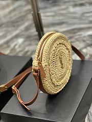 YSL Round Bag In Natural Raffia - 21×21×4cm    - 3