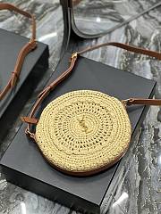 YSL Round Bag In Natural Raffia - 21×21×4cm    - 4