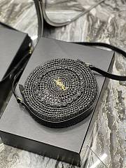 YSL Round Bag In Black Raffia - 21×21×4cm - 2