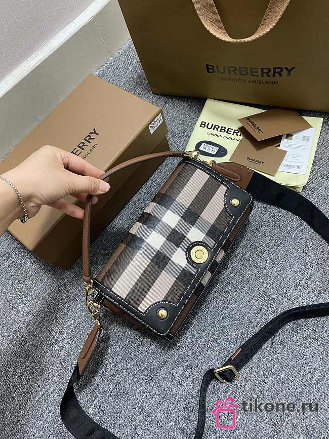 Bubbery Classic Plaid Bag Black Brown - 24x8x14cm - 1