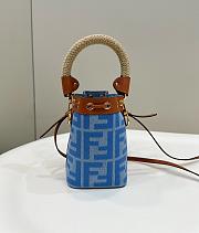 Fendi FF Motif Blue Denim Small Bucket Bag - 12×18×10cm - 4