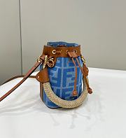 Fendi FF Motif Blue Denim Small Bucket Bag - 12×18×10cm - 2