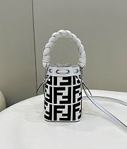 Fendi FF Motif Black & White Small Bucket Bag - 12×18×10cm - 5