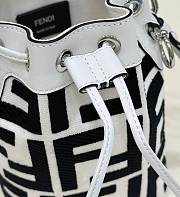 Fendi FF Motif Black & White Small Bucket Bag - 12×18×10cm - 4