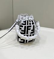 Fendi FF Motif Black & White Small Bucket Bag - 12×18×10cm - 2