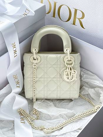 Dior Lady Ultra Matte Bag In White Leather 17cm