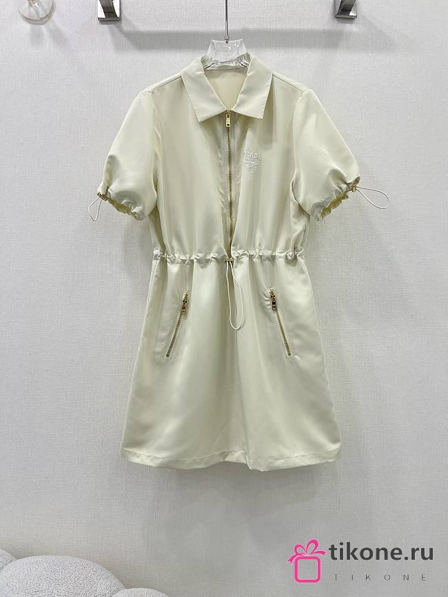 Prada White Silk Mini Dress - 1