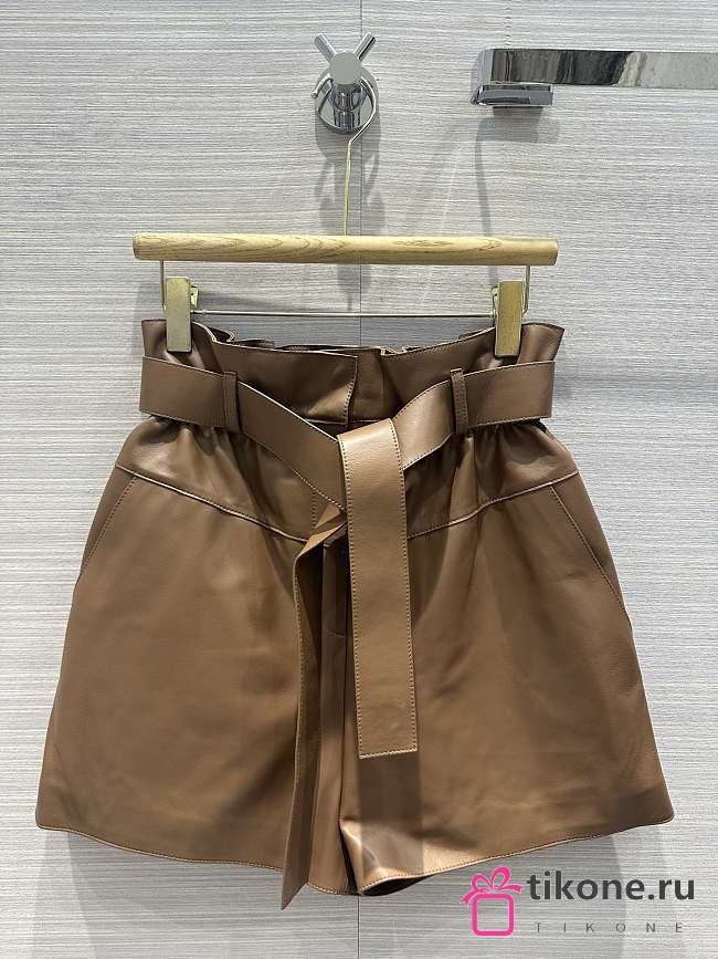 Hermes Brown Leather Short Pants - 1