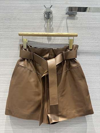 Hermes Brown Leather Short Pants