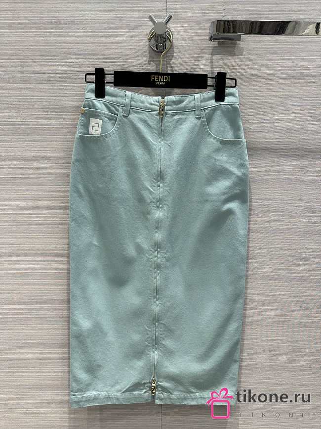 Fendi Light Blue Denim Long Skirt - 1