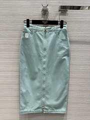 Fendi Light Blue Denim Long Skirt - 1