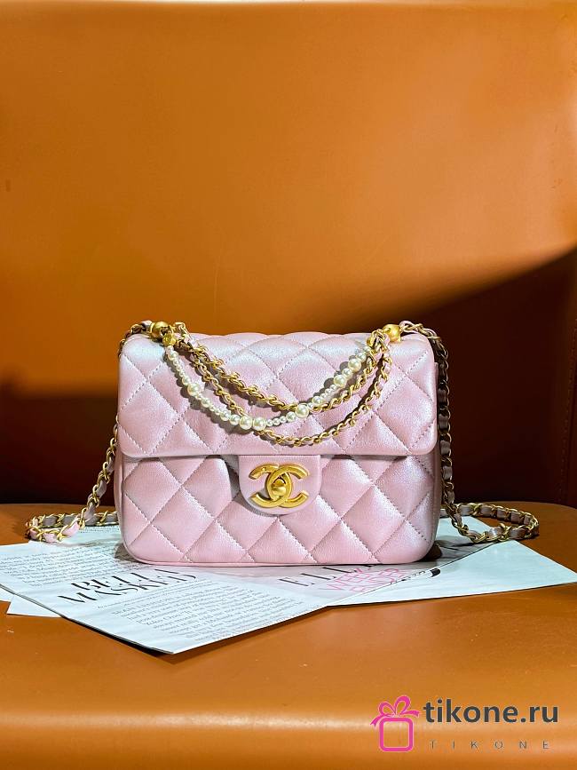 Chanel Mini Flap Bag Pink Pearl Bag - 14.5x19.5x7.5cm - 1