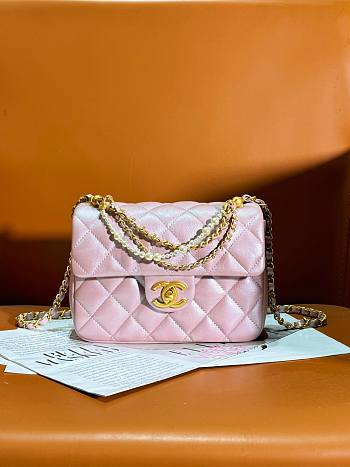 Chanel Mini Flap Bag Pink Pearl Bag - 14.5x19.5x7.5cm