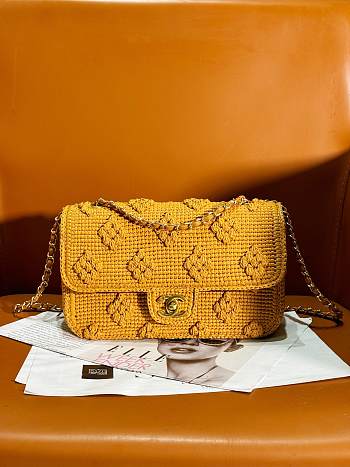 Chanel Mini Flap Bag Raffia Yellow 20cm