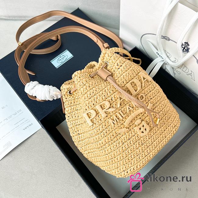 Prada Natural Raffia Bucket Bag - 20x17x12cm - 1