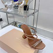 Amina Muaddi Gilda Beige Sandals - 4