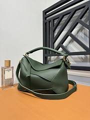 Loewe Puzzle Edge Small Green Leather Bag - 24x17x10cm - 2