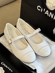 Chanel White Mary Jane Cotton & Silk - 1