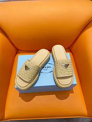 Prada Natural Raffia Slippers - 1