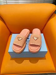 Prada Pink Raffia Slippers - 1