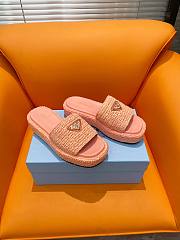 Prada Pink Raffia Slippers - 5