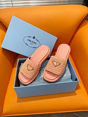 Prada Pink Raffia Slippers - 3