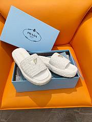 Prada White Raffia Slippers - 5