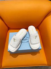 Prada White Raffia Slippers - 4