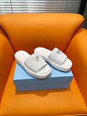 Prada White Raffia Slippers - 2