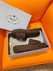 Prada Black Raffia Slippers  - 5